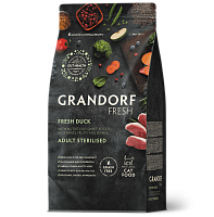 Беззерновой корм с живыми пробиотиками Grandorf Fresh Cat Sterilised Duck&Sweet Potato Сухой корм для стерилизованных кошек, Утка и Батат