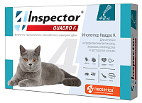 Inspector Quadro К Капли от внешних и внутренних паразитов для кошек весом 4-8 кг, 1 пипетка