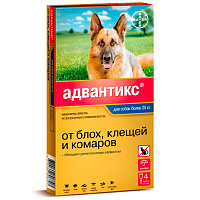 Bayer Адвантикс Капли от блох, клещей и комаров для собак весом более 25кг (4 пипетки)