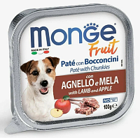 Monge Dog Fruit Влажный корм для собак всех пород, Ягненок и Яблоко
