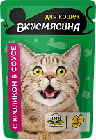 Четвероногий гурман Вкусмясина Влажный корм для кошек кусочки с Кроликом в соусе