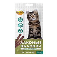Мнямс Лакомство для кошек Лакомые палочки с Цыпленком и Уткой 13.5см