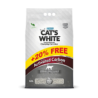 Cat's White Activated Carbon Unscented Наполнитель комкующийся, с Активированным углем