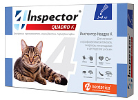 Inspector Quadro К Капли от внешних и внутренних паразитов для кошек весом 1-4 кг, 1 пипетка