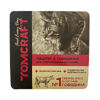 Tomcraft Влажный корм полнорационный для стерилизованных кошек, нежный паштет, Говядина