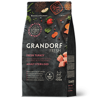 Беззерновой корм с живыми пробиотиками Grandorf Fresh Cat Sterilised Turkey&Sweet Potato Сухой корм для стерилизованных кошек, Индейка и Батат