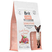 Brit Care Cat Sensitive Healthy Digestion сухой корм для взрослых кошек с чувствительным пищеварением, с индейкой и ягненком