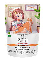 Zilli Healthy Care Skin&Coat Влажный корм для кошек, Поддержка здоровья кожи и шерсти, Лосось в соусе