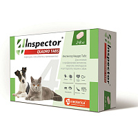 Inspector Quadro Tabs 2-8 кг таблетки от внешних и внутренних паразитов для кошек и собак