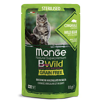 Monge Cat BWild Grain Free Влажный корм для стерилизованных кошек, пауч, Дикий Кабан и Овощи