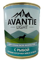 AVANTIE Корм консервированный полнорационный для собак, сочные кусочки мяса в желе, Рыба