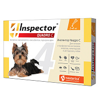Inspector Quadro C Капли для собак массой 1-4кг от внешних и внутренних паразитов (1 пипетка)