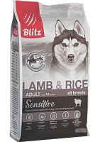 Blitz Sensitive Adult Dog Сухой корм для собак с чувствительным пищеварением, Ягненок и Рис