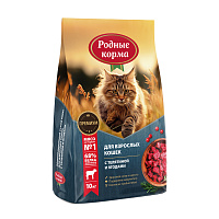 Родные корма Сухой корм для взрослых кошек, Телятина и Ягоды