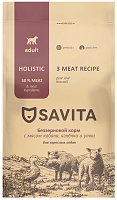 Savita Grain free Adult 3 meat recipe Сухой корм для взрослых собак, мясо Кабана, Ягненка и Утки