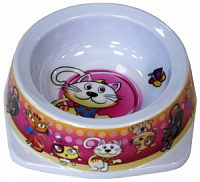 №1 Миска "Кошки" меламиновая для кошек и собак, диаметр 12.5см 150мл