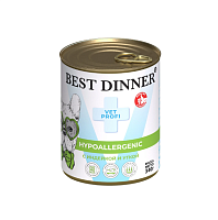 Best Dinner Exclusive Hypoallergenic Влажный корм для собак при пищевой аллергии, рубленое мясо, Индейка и Утка