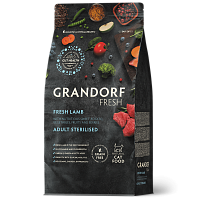 Беззерновой корм с живыми пробиотиками Grandorf Fresh Cat Sterilised Lamb&Sweet Potato Сухой корм для стерилизованных кошек, Ягненок и Батат