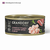 Grandorf Fresh Влажный корм для кошек, Куриная грудка с утиным филе в желе