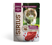 Sirius Premium Sterile Влажный корм для стерилизованных кошек, Говядина и Клюква 