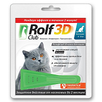 Rolf Club Combo 3D Капли от блох и клещей для кошек весом 4-8 кг, 1 пипетка
