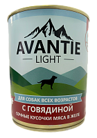 AVANTIE Корм консервированный полнорационный для собак, сочные кусочки мяса в желе, Говядина