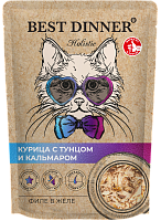 Best Dinner Cat Holistic Влажный корм для кошек, Тунец и Кальмар в желе
