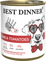 Best Dinner Seper Premium Влажный корм для щенков и взрослых собак, Ягненок и Томаты