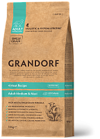 Grandorf Adult Medium&Maxi 4 Meat Сухой корм для собак средних и крупных пород, 4 мяса и Рис