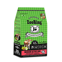 ZooRing Medium Active Dog Сухой корм для молодых и взрослых собак средних пород, Телятина и Рис с яблоками с глюкозамином и хондроитином