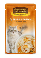 Влажный корм для кошек Деревенские Лакомства Курица с лососем в нежном желе