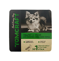 Tomcraft Влажный корм полнорационный для взрослых собак мелких пород, нежный паштет, Утка