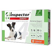 Inspector Quadro C Капли для собак массой 4-10кг от внешних и внутренних паразитов (1 пипетка)