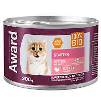 Award Kitten Starter Turkey Влажный корм для котят до 4 месяцев, беременных и кормящих кошек, Индейка, паштет