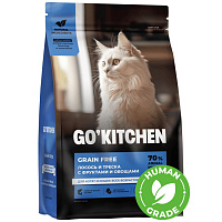 Go! Kitchen Grain Free Сухой корм беззерновой для кошек и котят, Лосось, Треска, Фрукты и Овощи