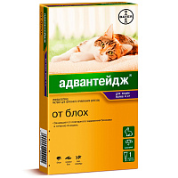 Bayer Адвантейдж Капли от блох для кошек весом более 4кг (1 пипетка)
