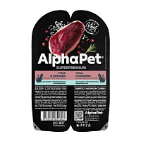 AlphaPet Superpremium Влажный корм для кошек с чувствительным пищеварением, Утка и Клюква в соусе