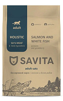 Savita Grain Free Сухой беззерновой корм для кошек, Лосось и Белая рыба