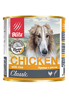 Blitz Влажный корм для собак Classic Adult Dog  всех пород, Курица и Рис 750г