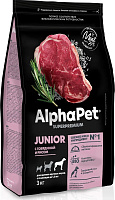 AlphaPet Superpremium Junior Сухой корм для щенков крупных пород с 6 месяцев до 1.5 лет, Говядина и Рис
