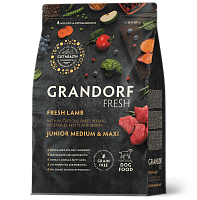 Беззерновой корм с живыми пробиотиками Grandorf Fresh Dog Junior Lamb&Sweet Potato Сухой корм для юниоров и беременных собак, Ягненок и Батат