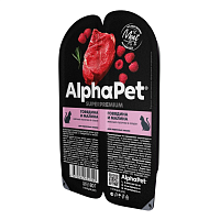 AlphaPet Superpremium Влажный корм для взрослых кошек, Говядина и Малина в соусе