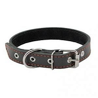 Homepet Ошейник для собак кожаный простроченный (черный) 30мм*41-53см