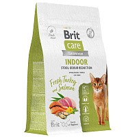Brit Care Cat Indoor Stool Odour Reduction сухой корм для взрослых кошек домашнего содержания, с индейкой и лососем