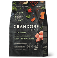 Беззерновой корм с живыми пробиотиками Grandorf Fresh Dog Med&Maxi Turkey&Sweet Potato Сухой корм для собак средних и крупных пород, Индейка и Батат