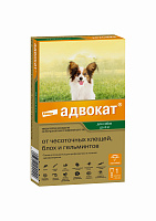Bayer Адвокат Капли от клещей, блох и гельминтов для собак весом до 4кг (1 пипетка)