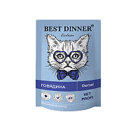 Best Dinner Exclusive Vet Profi Renal Влажный корм для кошек, профилактики заболевания почек, кусочки в соусе, Говядина