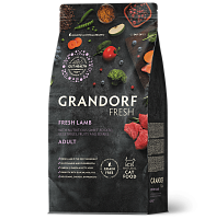 Беззерновой корм с живыми пробиотиками Grandorf Fresh Cat Adult Lamb&Sweet Potato Сухой корм для взрослых кошек, Ягненок и Батат