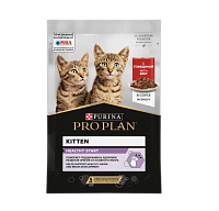 Purina Pro Plan Junior Kitten Feline with Beef Влажный корм для котят, Говядина в соусе
