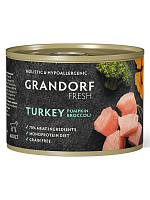 Grandorf Fresh Dog Влажный корм для собак всех возрастов, беззерновой, паштет из индейки с тыквой и брокколи